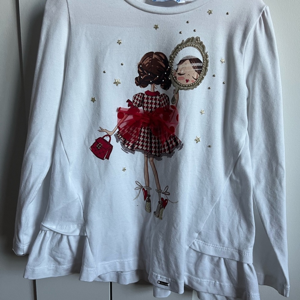 White Kids Shirt with Red Accents